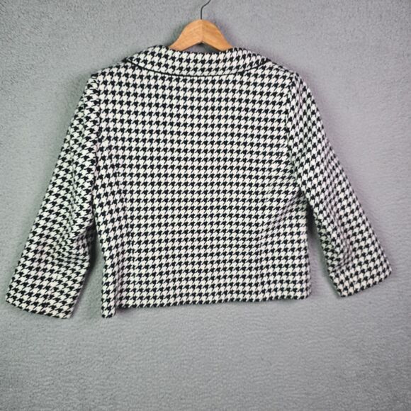 Tavora Houndstooth Wool Blend Blazer Red Lining Women’s 12 Waist-Length - Picture 11 of 12